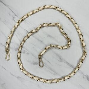 Faux Leather Woven Gold Tone Chain Link Purse Replacement Strap ✨